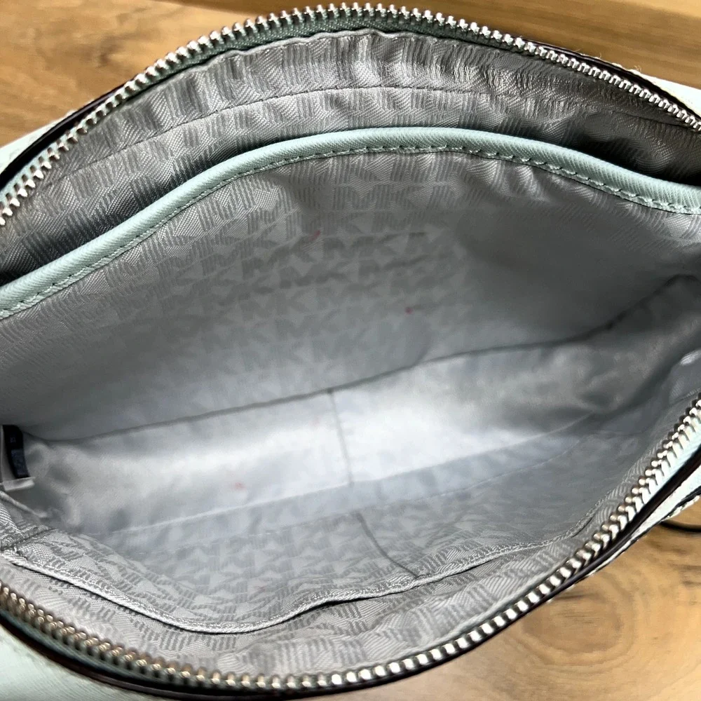 Michael‎ Kors Patchwork Crossbody Zip Chain Robin Egg Blue Saffiano